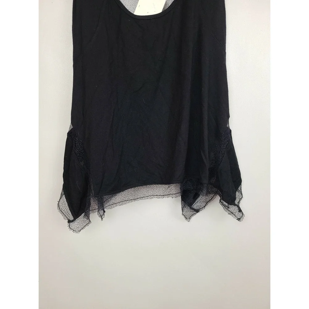 Liberty Garden BOHO Tank Top Womens Large Black Mesh Detail Uneven NWT - Picture 4 of 11